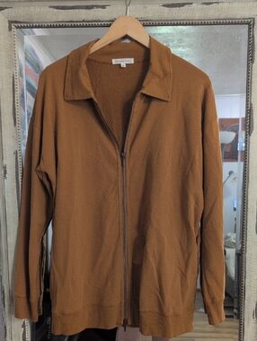 Mododoc Womens's Egg Yolk Colored Zip-Up Sweater Jacket